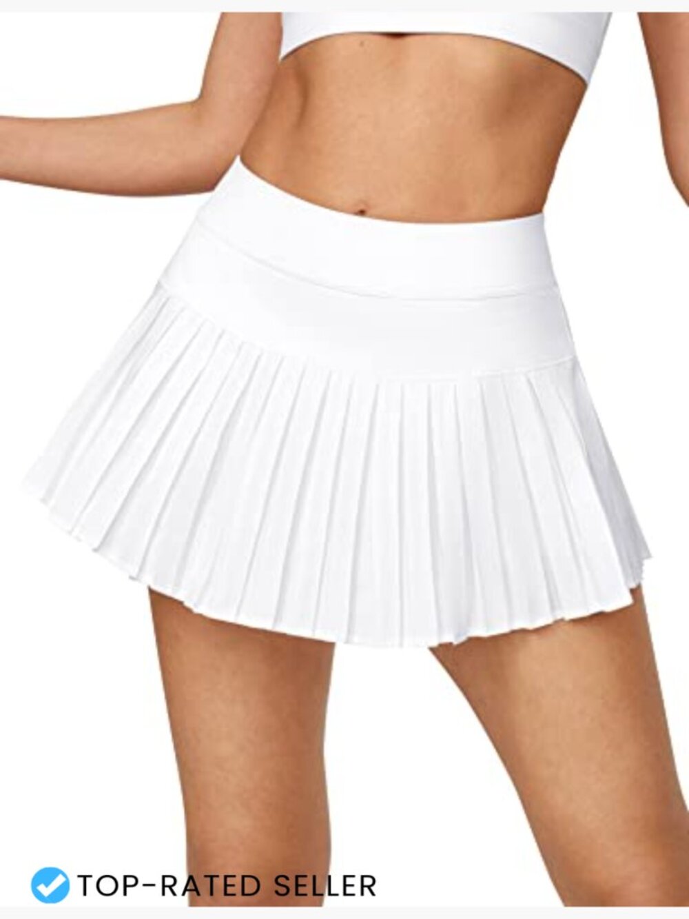 Pleated Tennis Skort with Built-in Shorts High Rise 2-in-1 Athletic Skirt with - Picture 2 of 7